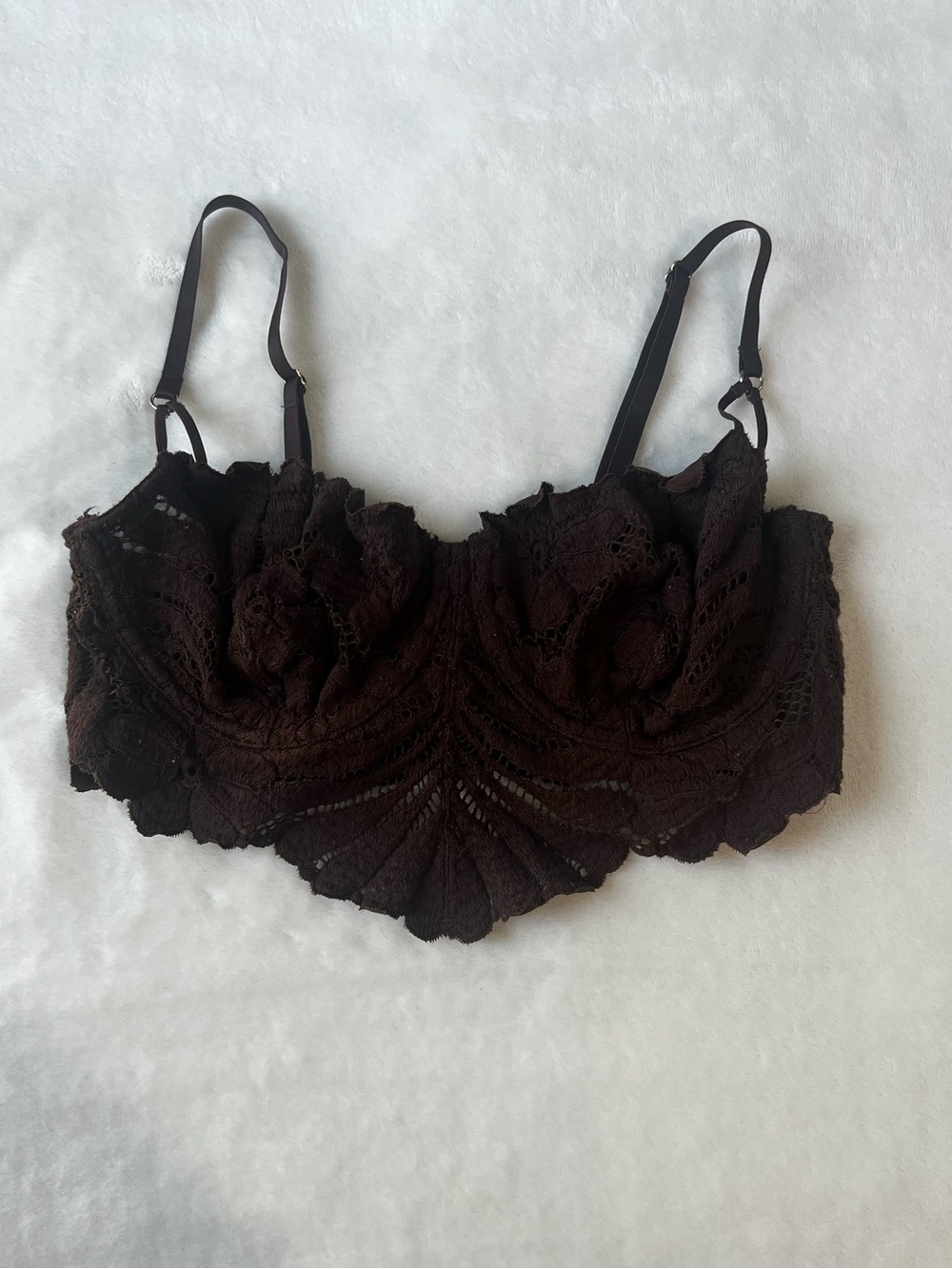 Dark Brown Aerie Floral Lace Balconette Bra